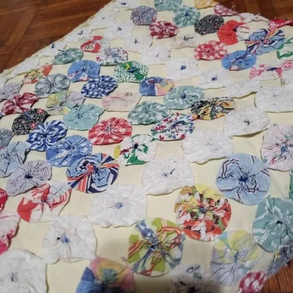 Vintage Yo-Yo Quilt Yo Yo Coverlet